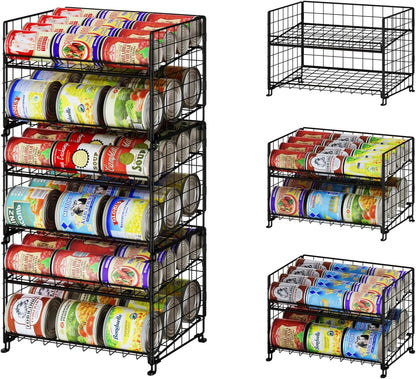 2-Pack Stackable Rack Organizer, Storage for Kitchen Pantry Cabinet, Holders for Food, Multifunctional Dispenser for Snacks Soda