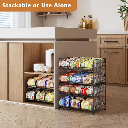 2-Pack Stackable Rack Organizer, Storage for Kitchen Pantry Cabinet, Holders for Food, Multifunctional Dispenser for Snacks Soda