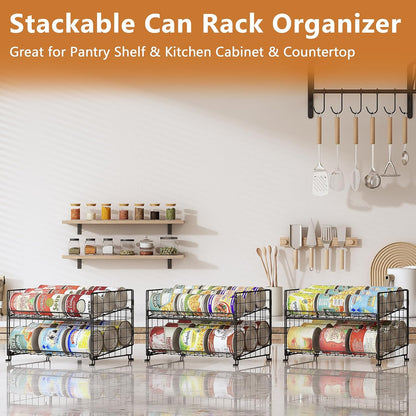 2-Pack Stackable Rack Organizer, Storage for Kitchen Pantry Cabinet, Holders for Food, Multifunctional Dispenser for Snacks Soda