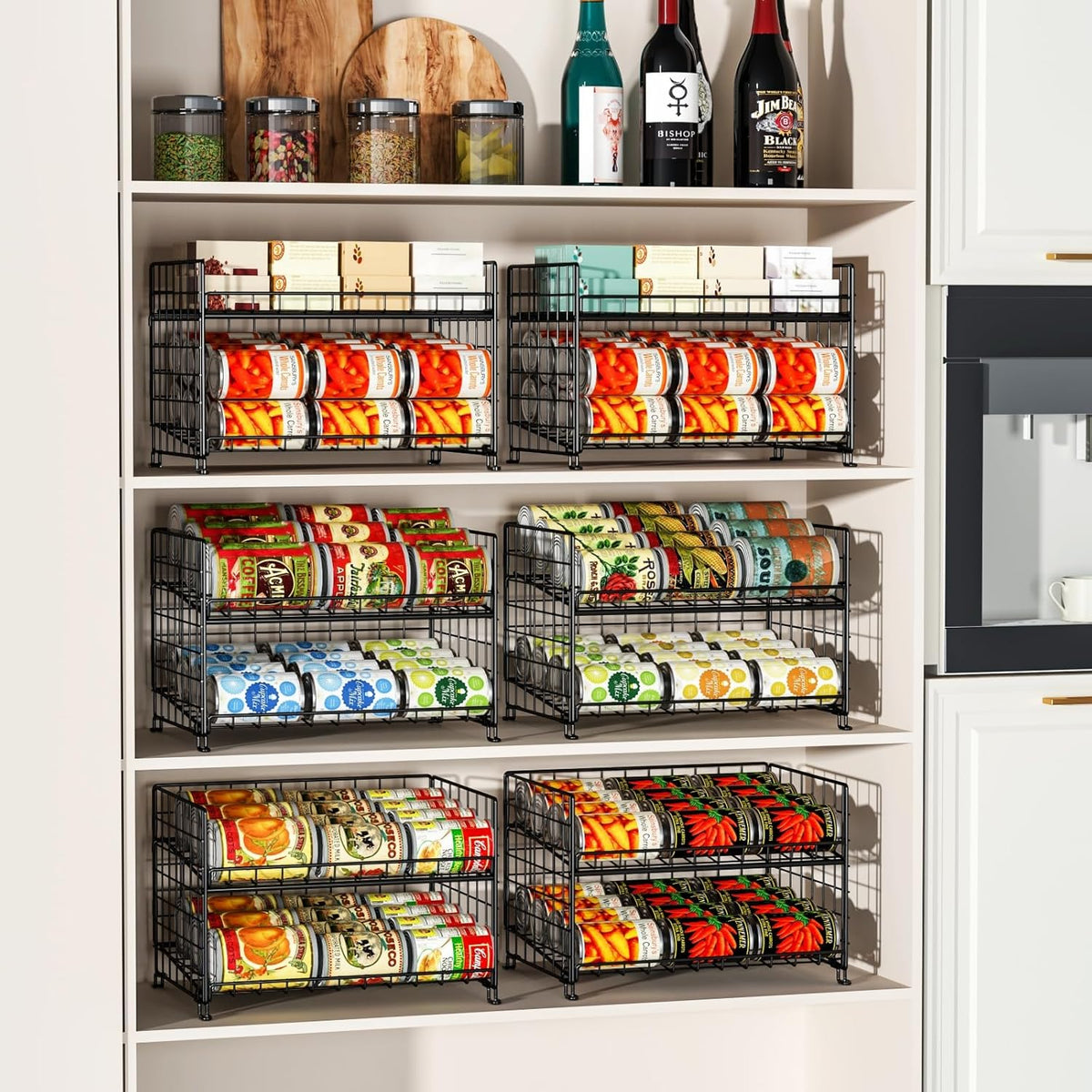 2-Pack Stackable Rack Organizer, Storage for Kitchen Pantry Cabinet, Holders for Food, Multifunctional Dispenser for Snacks Soda