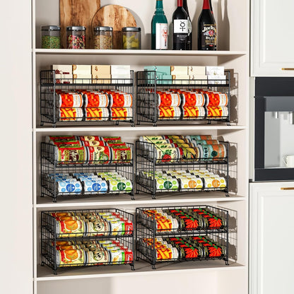 2-Pack Stackable Rack Organizer, Storage for Kitchen Pantry Cabinet, Holders for Food, Multifunctional Dispenser for Snacks Soda