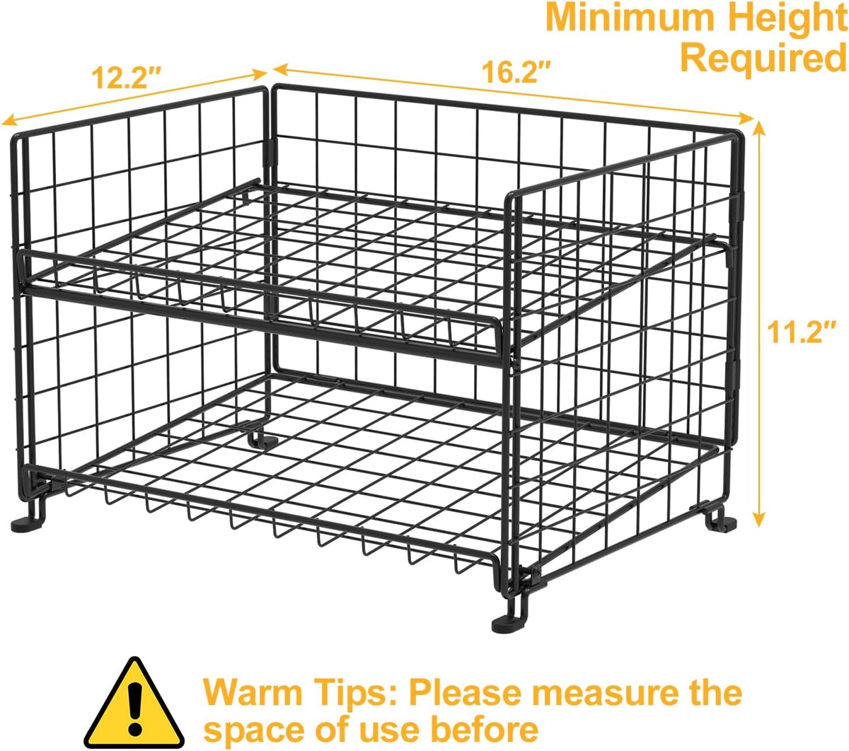 2-Pack Stackable Rack Organizer, Storage for Kitchen Pantry Cabinet, Holders for Food, Multifunctional Dispenser for Snacks Soda