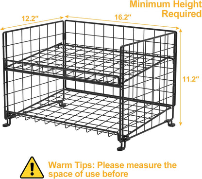 2-Pack Stackable Rack Organizer, Storage for Kitchen Pantry Cabinet, Holders for Food, Multifunctional Dispenser for Snacks Soda