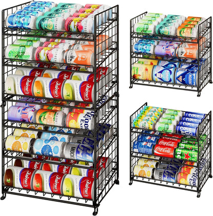 2-Pack Stackable Rack Organizer, Storage for Kitchen Pantry Cabinet, Holders for Food, Multifunctional Dispenser for Snacks Soda