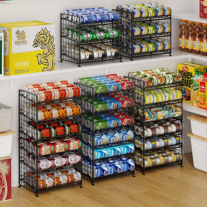 2-Pack Stackable Rack Organizer, Storage for Kitchen Pantry Cabinet, Holders for Food, Multifunctional Dispenser for Snacks Soda