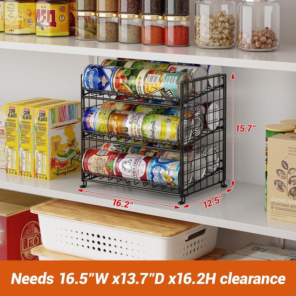 2-Pack Stackable Rack Organizer, Storage for Kitchen Pantry Cabinet, Holders for Food, Multifunctional Dispenser for Snacks Soda