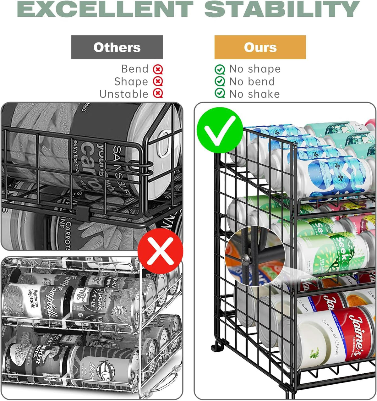 2-Pack Stackable Rack Organizer, Storage for Kitchen Pantry Cabinet, Holders for Food, Multifunctional Dispenser for Snacks Soda
