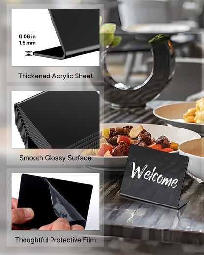 20 Pack Mini Chalkboard Signs for Party Buffet Tables | 20 reusable matte PVC mini chalkboard signs with chalk markers label food, tables and place settings for parties.