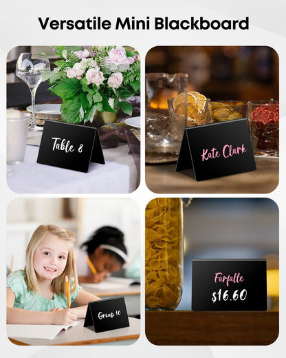 20 Pack Mini Chalkboard Signs for Party Buffet Tables | 20 reusable matte PVC mini chalkboard signs with chalk markers label food, tables and place settings for parties.