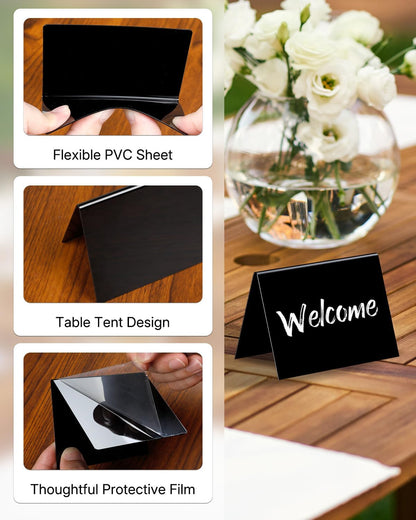 20 Pack Mini Chalkboard Signs for Party Buffet Tables | 20 reusable matte PVC mini chalkboard signs with chalk markers label food, tables and place settings for parties.