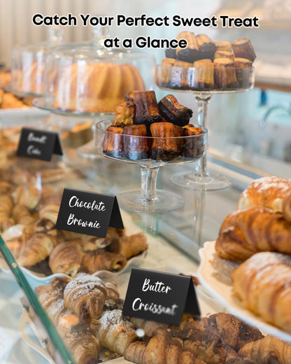 20 Pack Mini Chalkboard Signs for Party Buffet Tables | 20 reusable matte PVC mini chalkboard signs with chalk markers label food, tables and place settings for parties.