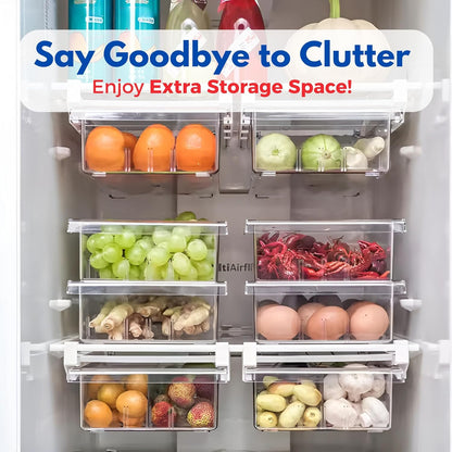 Refrigerator Drawers Fridge Drawer Organizer Fridge Organizer Drawers Small Size Refrigerator Shelf Pull Out Shelf Storage, Storage Egg Deli Cheese Meat 4 Liners Mats Included 15'' Max Size