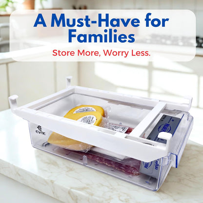 Refrigerator Drawers Fridge Drawer Organizer Fridge Organizer Drawers Small Size Refrigerator Shelf Pull Out Shelf Storage, Storage Egg Deli Cheese Meat 4 Liners Mats Included 15'' Max Size