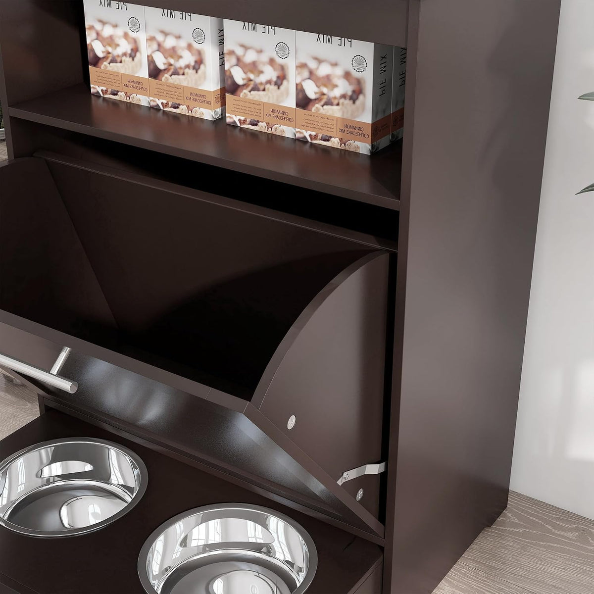 Dog Feeding Station with Raised Bowls, Pet Feeder Station, Brown