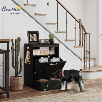 Dog Feeding Station with Raised Bowls, Pet Feeder Station, Brown