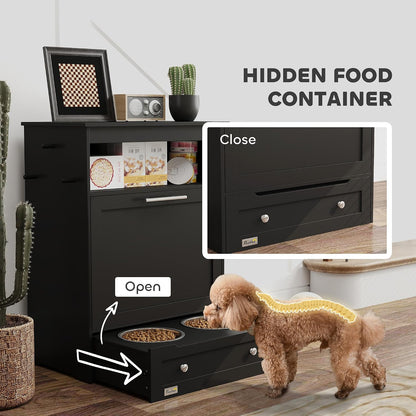 Dog Feeding Station with Raised Bowls, Pet Feeder Station, Brown