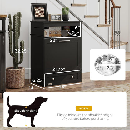 Dog Feeding Station with Raised Bowls, Pet Feeder Station, Brown