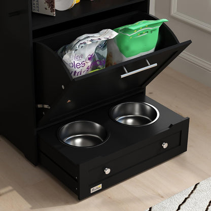 Dog Feeding Station with Raised Bowls, Pet Feeder Station, Brown