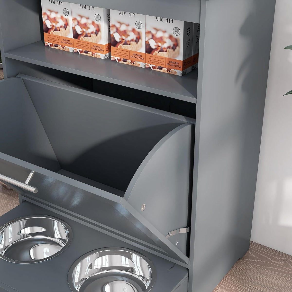 Dog Feeding Station with Raised Bowls, Pet Feeder Station, Brown
