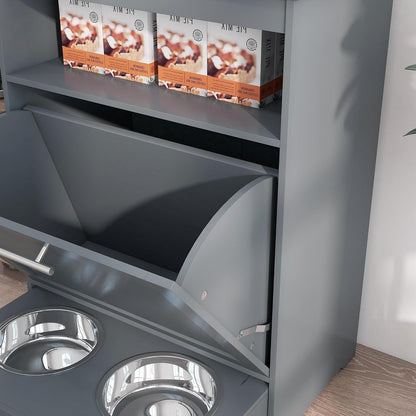 Dog Feeding Station with Raised Bowls, Pet Feeder Station, Brown