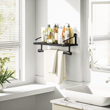 17.3"Floating Wall Shelf Solid Wood,Coffee Bar Carbonized Black