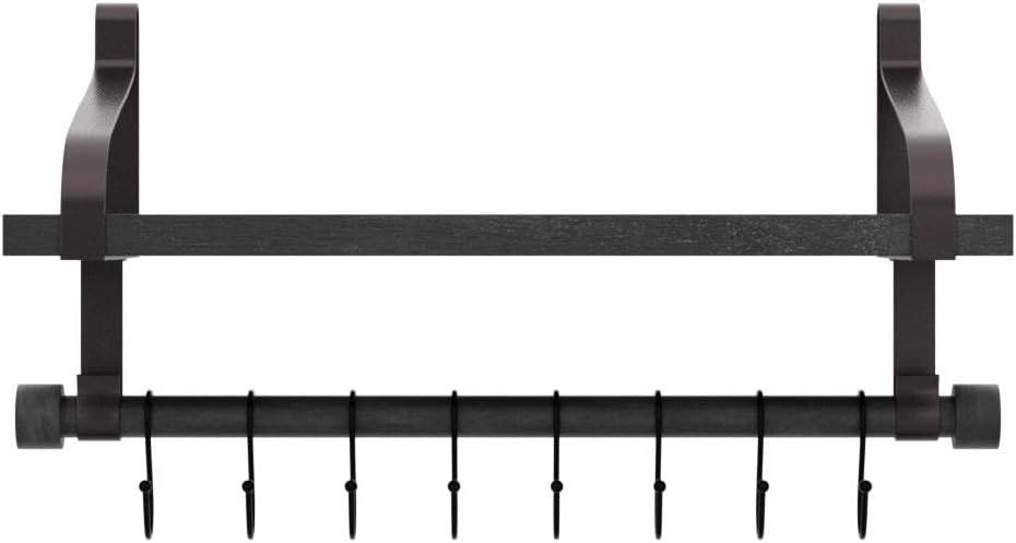 17.3"Floating Wall Shelf Solid Wood,Coffee Bar Carbonized Black