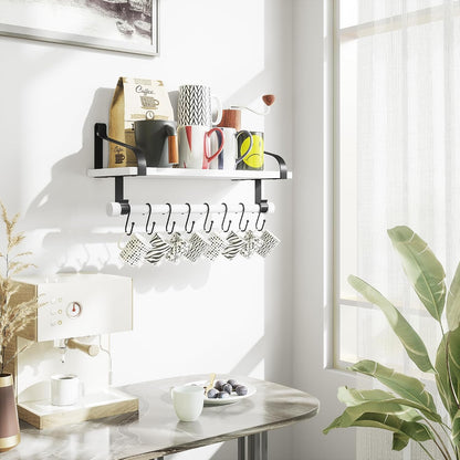17.3"Floating Wall Shelf Solid Wood,Coffee Bar Carbonized Black