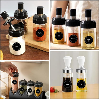 Spice Labels, 432 Pcs Self-Adhensive Round Spice Jar Labels, 1.5 In Waterproof Preprinted Chalkboard Style Tear Resistant Labels Stickers for Kitchen Food Pantry Glass Spices Jars Seasoning Containers