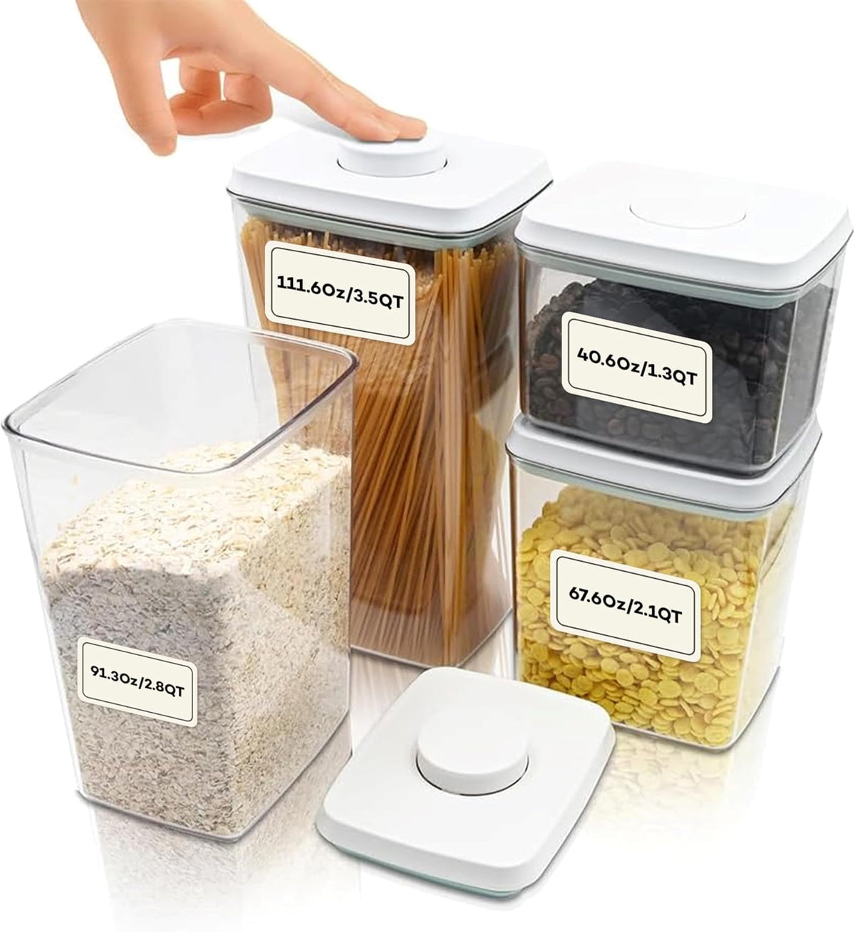 Bop Top Airtight Food Storage Containers | Pop-Top Lid | 2 Cups / 16 Oz | kitchen canister set, for flour, sugar, snacks, pasta, baking