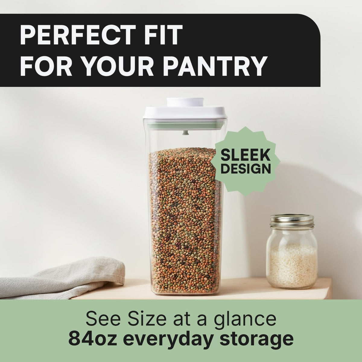 Bop Top Airtight Food Storage Containers | Pop-Top Lid | 2 Cups / 16 Oz | kitchen canister set, for flour, sugar, snacks, pasta, baking