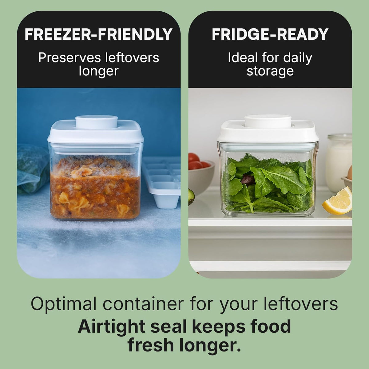 Bop Top Airtight Food Storage Containers | Pop-Top Lid | 2 Cups / 16 Oz | kitchen canister set, for flour, sugar, snacks, pasta, baking
