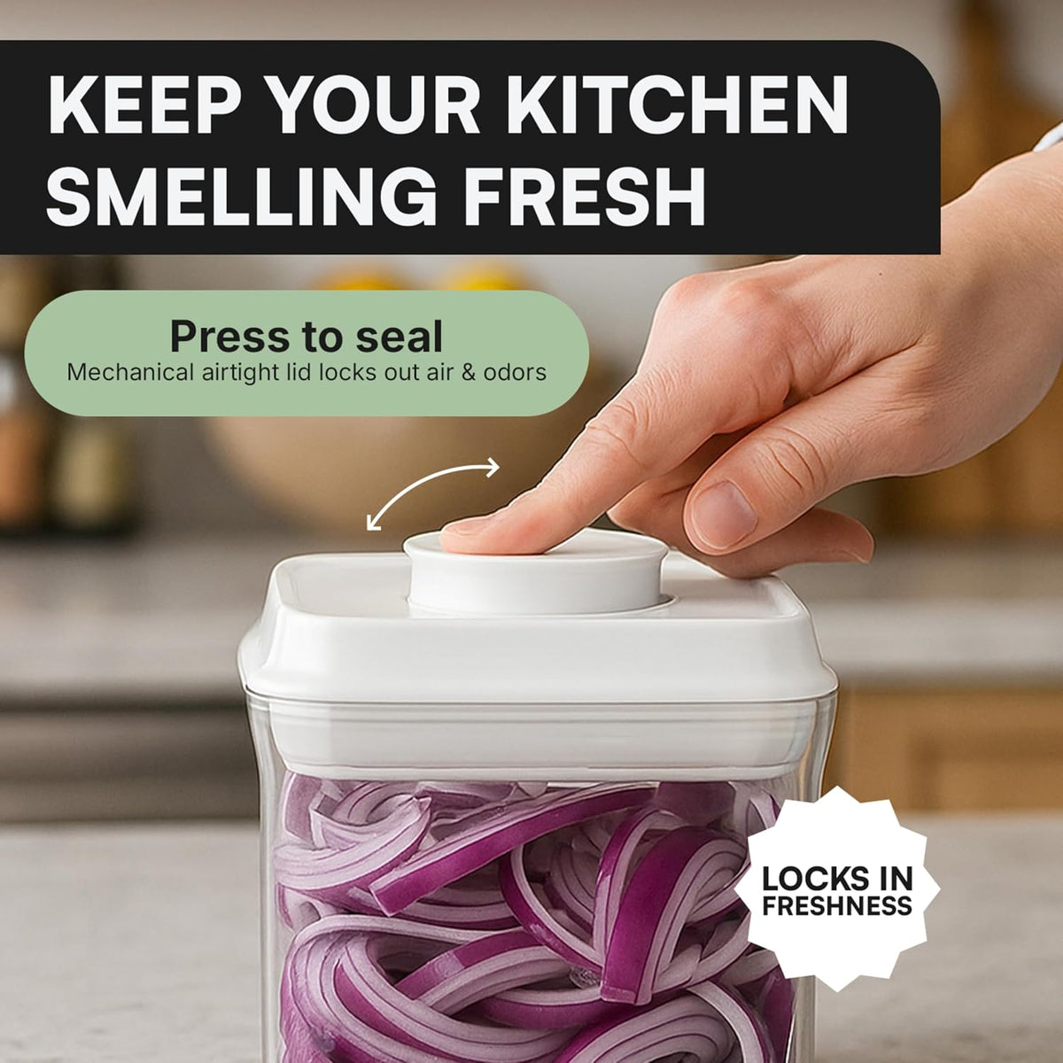 Bop Top Airtight Food Storage Containers | Pop-Top Lid | 2 Cups / 16 Oz | kitchen canister set, for flour, sugar, snacks, pasta, baking