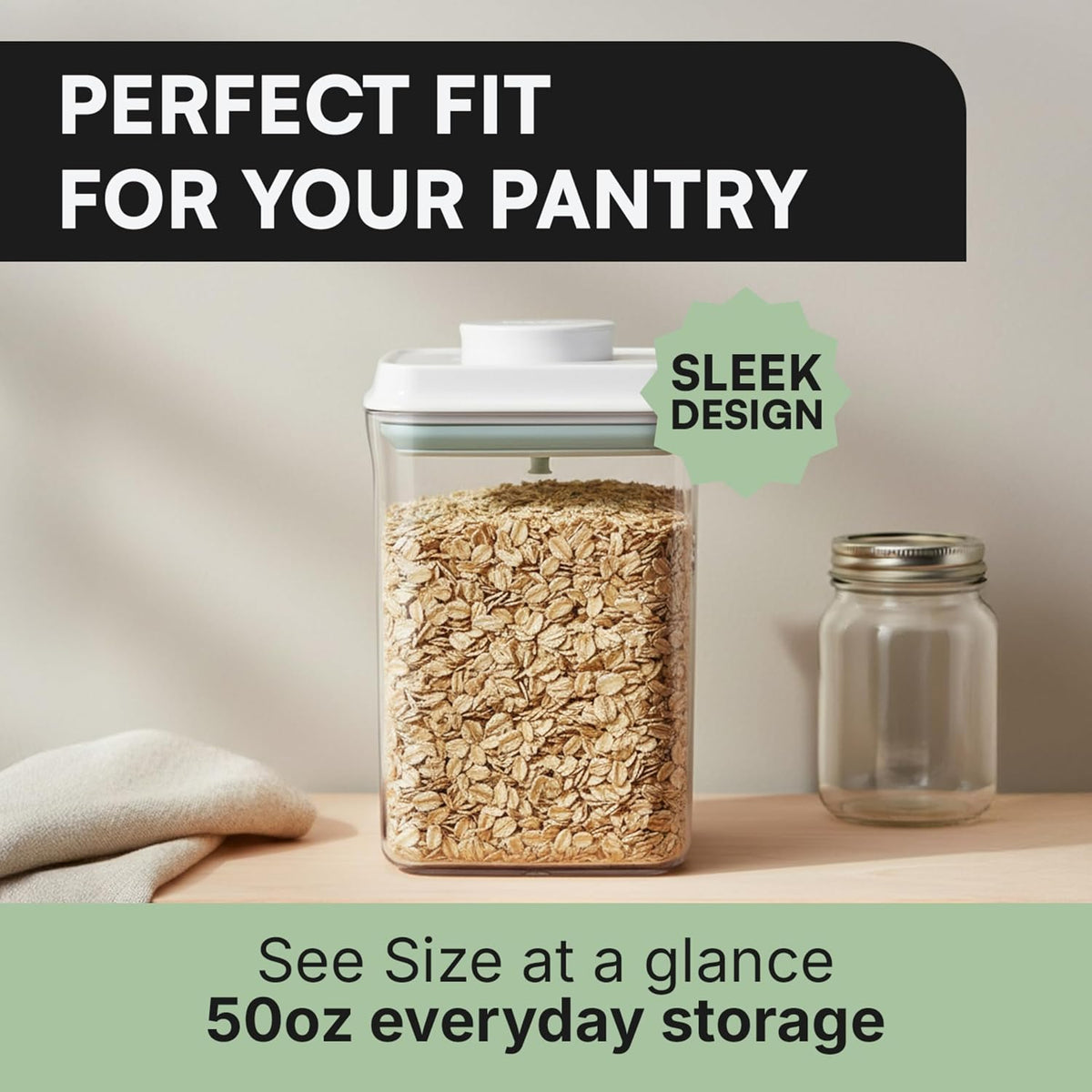 Bop Top Airtight Food Storage Containers | Pop-Top Lid | 2 Cups / 16 Oz | kitchen canister set, for flour, sugar, snacks, pasta, baking