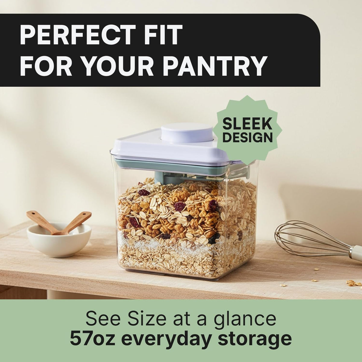 Bop Top Airtight Food Storage Containers | Pop-Top Lid | 2 Cups / 16 Oz | kitchen canister set, for flour, sugar, snacks, pasta, baking