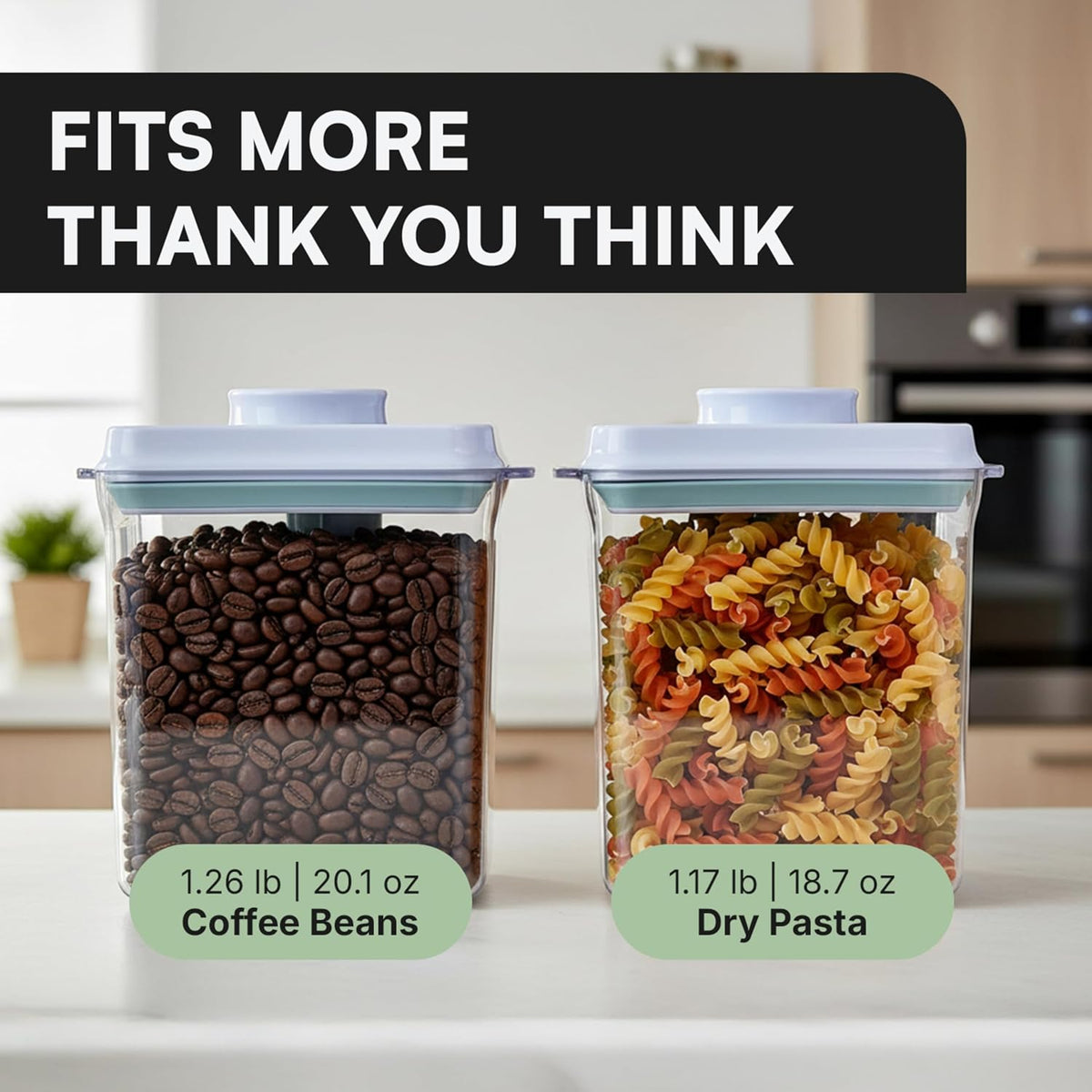 Bop Top Airtight Food Storage Containers | Pop-Top Lid | 2 Cups / 16 Oz | kitchen canister set, for flour, sugar, snacks, pasta, baking