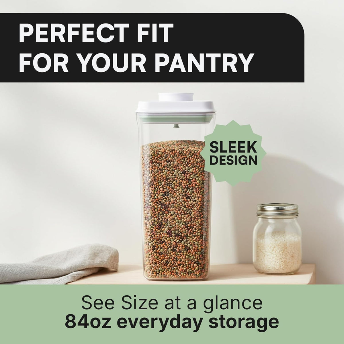 Bop Top Airtight Food Storage Containers | Pop-Top Lid | 2 Cups / 16 Oz | kitchen canister set, for flour, sugar, snacks, pasta, baking