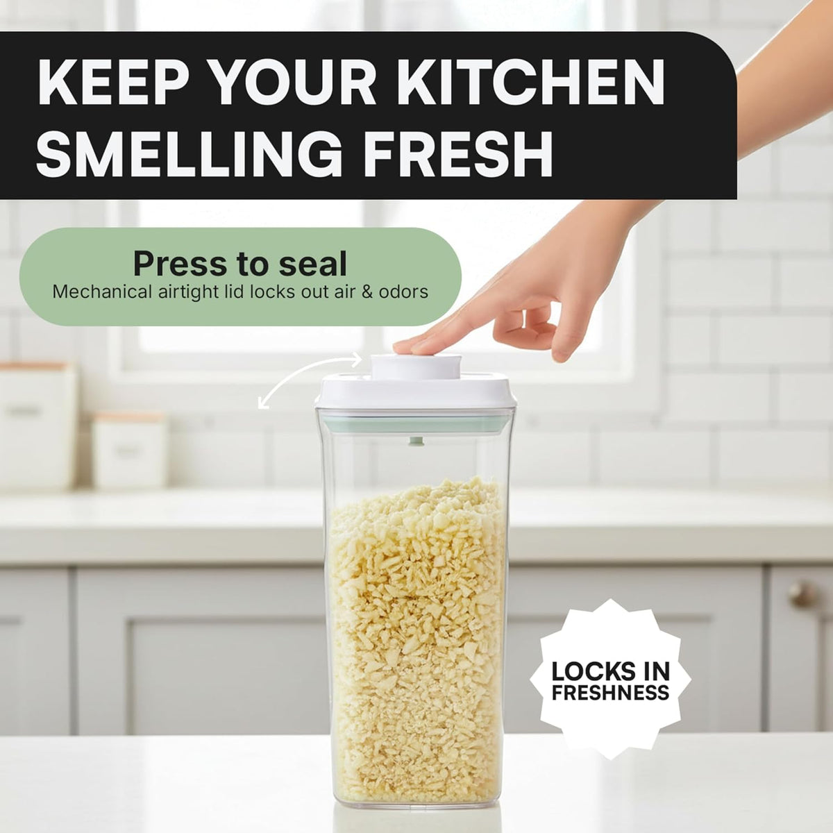 Bop Top Airtight Food Storage Containers | Pop-Top Lid | 2 Cups / 16 Oz | kitchen canister set, for flour, sugar, snacks, pasta, baking