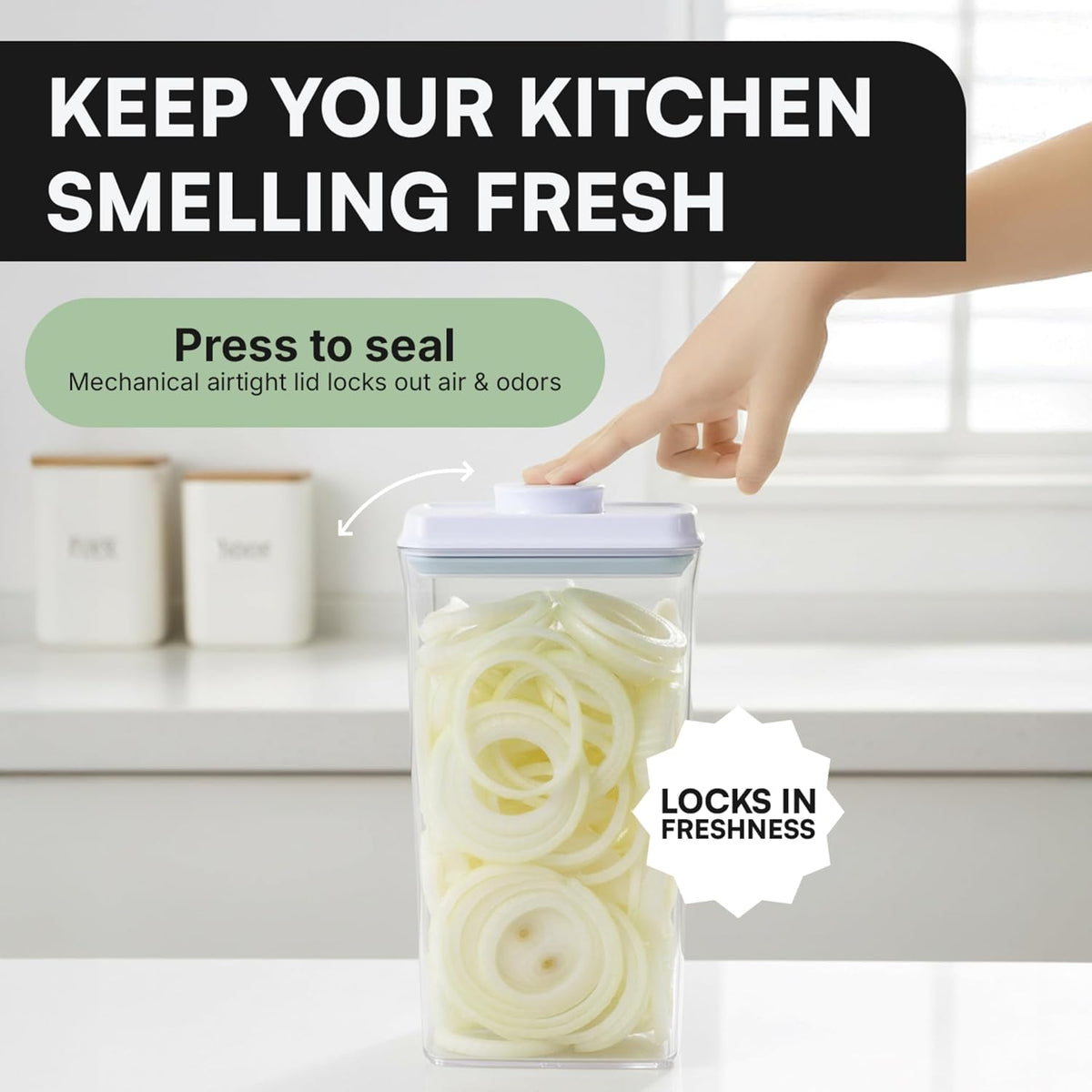 Bop Top Airtight Food Storage Containers | Pop-Top Lid | 2 Cups / 16 Oz | kitchen canister set, for flour, sugar, snacks, pasta, baking
