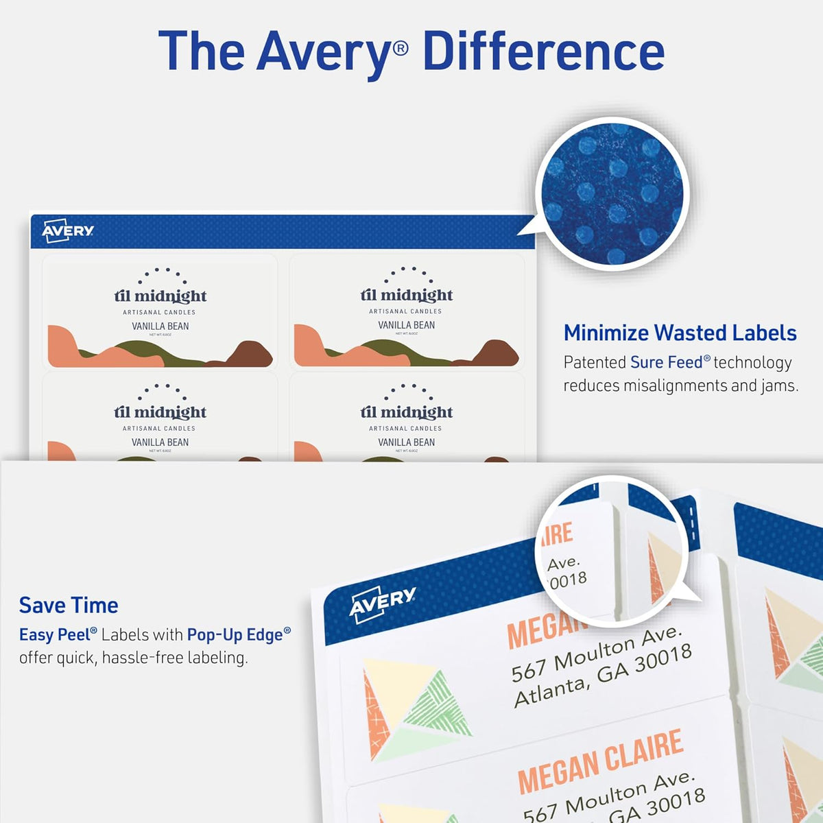 Printable Shipping Labels with Sure Feed, 2" x 4" Customizable Stickers, Matte Clear, 250 Blank Mailing Labels, Great for Mailing, Shipping, and More (8663)