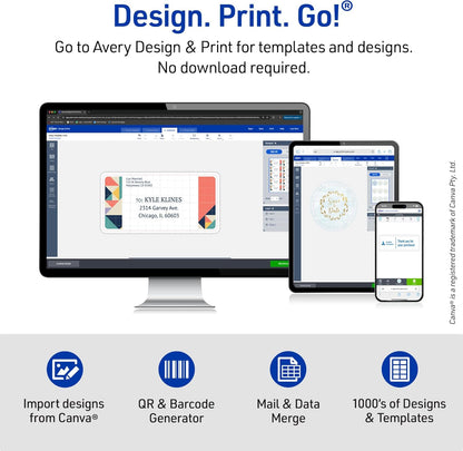 Printable Shipping Labels with Sure Feed, 2" x 4" Customizable Stickers, Matte Clear, 250 Blank Mailing Labels, Great for Mailing, Shipping, and More (8663)