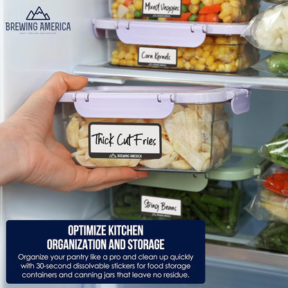 Dissolvable Food Labels for Canning, Pantry, Food Containers, and Mason Jar Food Prep Storage and Organization - Made in USA - Completely Washes Away -250 Labels - 2 Inch Round
