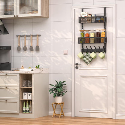 Over The Door Hooks Organizer,Door Hanger with 10 Hooks & 2 Basket