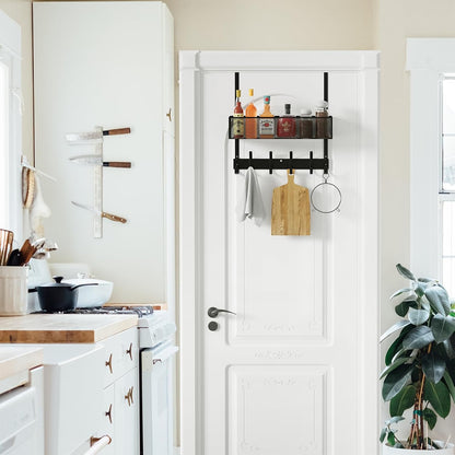 Over The Door Hooks Organizer,Door Hanger with 10 Hooks & 2 Basket