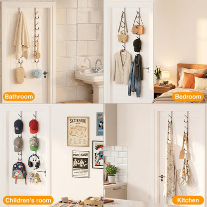 Over The Door Hooks Organizer,Door Hanger with 10 Hooks & 2 Basket