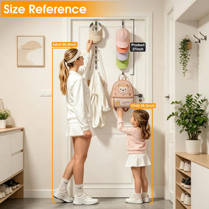 Over The Door Hooks Organizer,Door Hanger with 10 Hooks & 2 Basket
