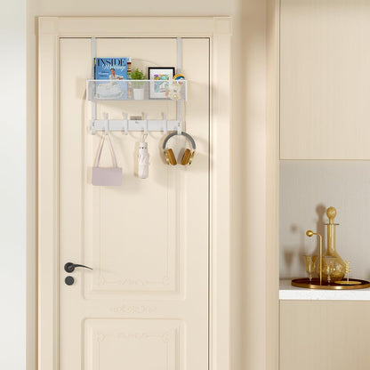 Over The Door Hooks Organizer,Door Hanger with 10 Hooks & 2 Basket