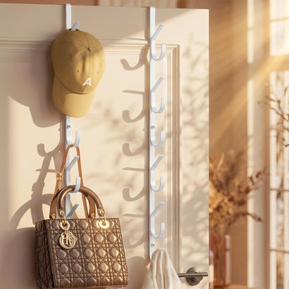Over The Door Hooks Organizer,Door Hanger with 10 Hooks & 2 Basket