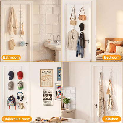 Over The Door Hooks Organizer,Door Hanger with 10 Hooks & 2 Basket