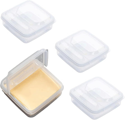 2 Pack Sliced Cheese Container for Fridge, Clear Plastic Butter Block Cheese Slice Storage Box with Flip Lid for Refrigerator Food Vegetable