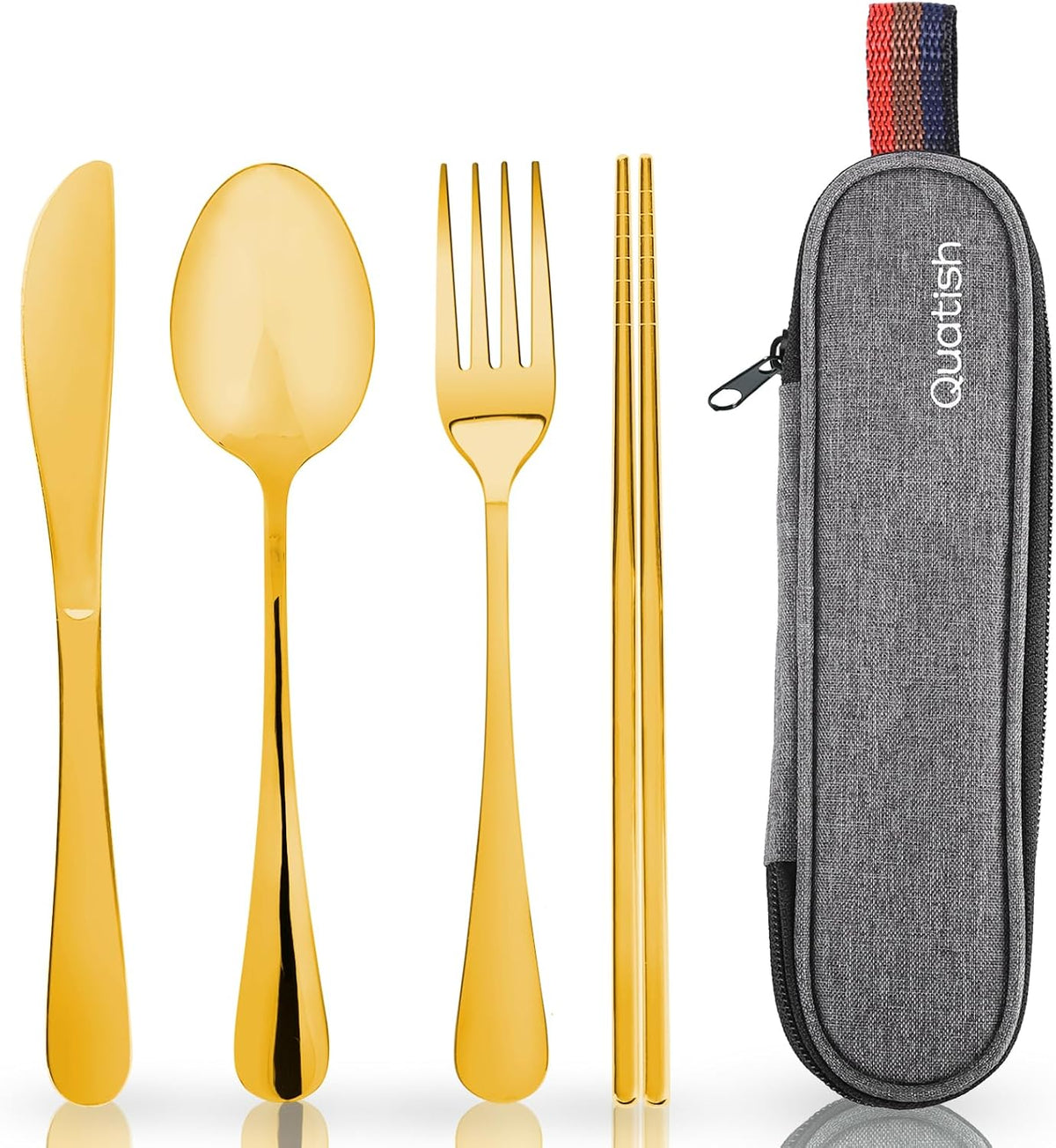 Travel Utensils with Case, Portable Silverware Set for Work, Stainless Steel Reusable Travel Cutlery Set, Fork and Spoon Set for Camping, Picnic, Gadgets, Lunch Box for Men, Black